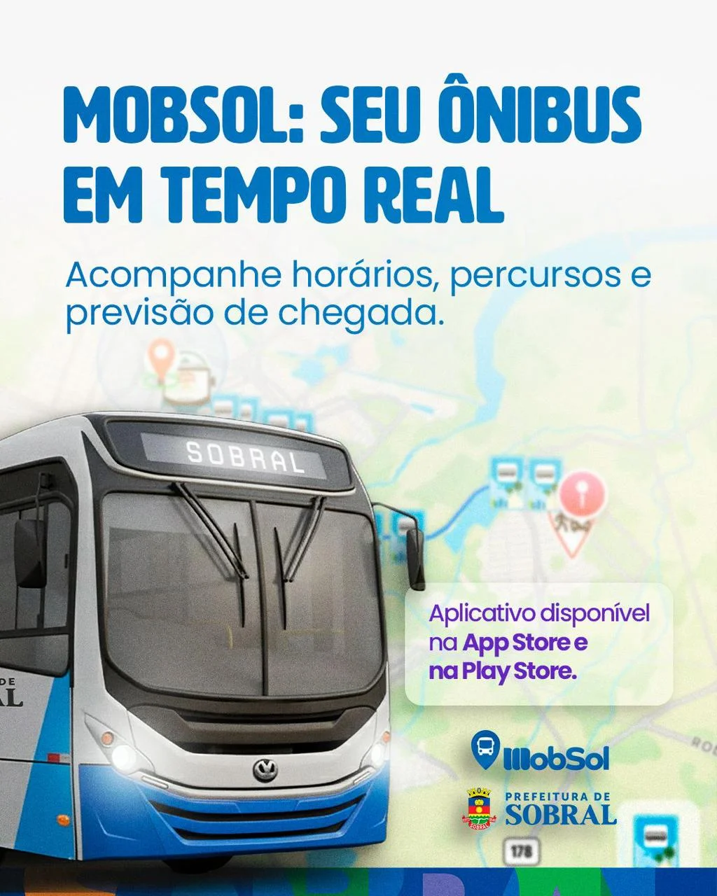 Aplicativo MobSol é atualizado e passa a oferecer rastreamento de ônibus em tempo real em Sobral