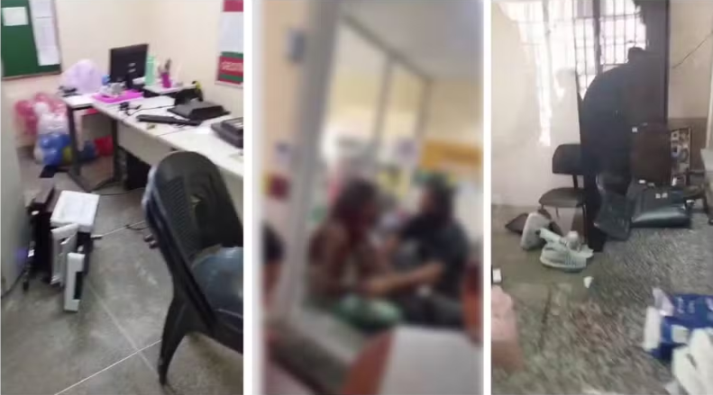 Mulher agride funcionário em posto de saúde e quebra computador e impressora