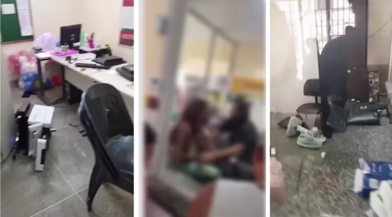 Mulher agride funcionário em posto de saúde e quebra computador e impressora