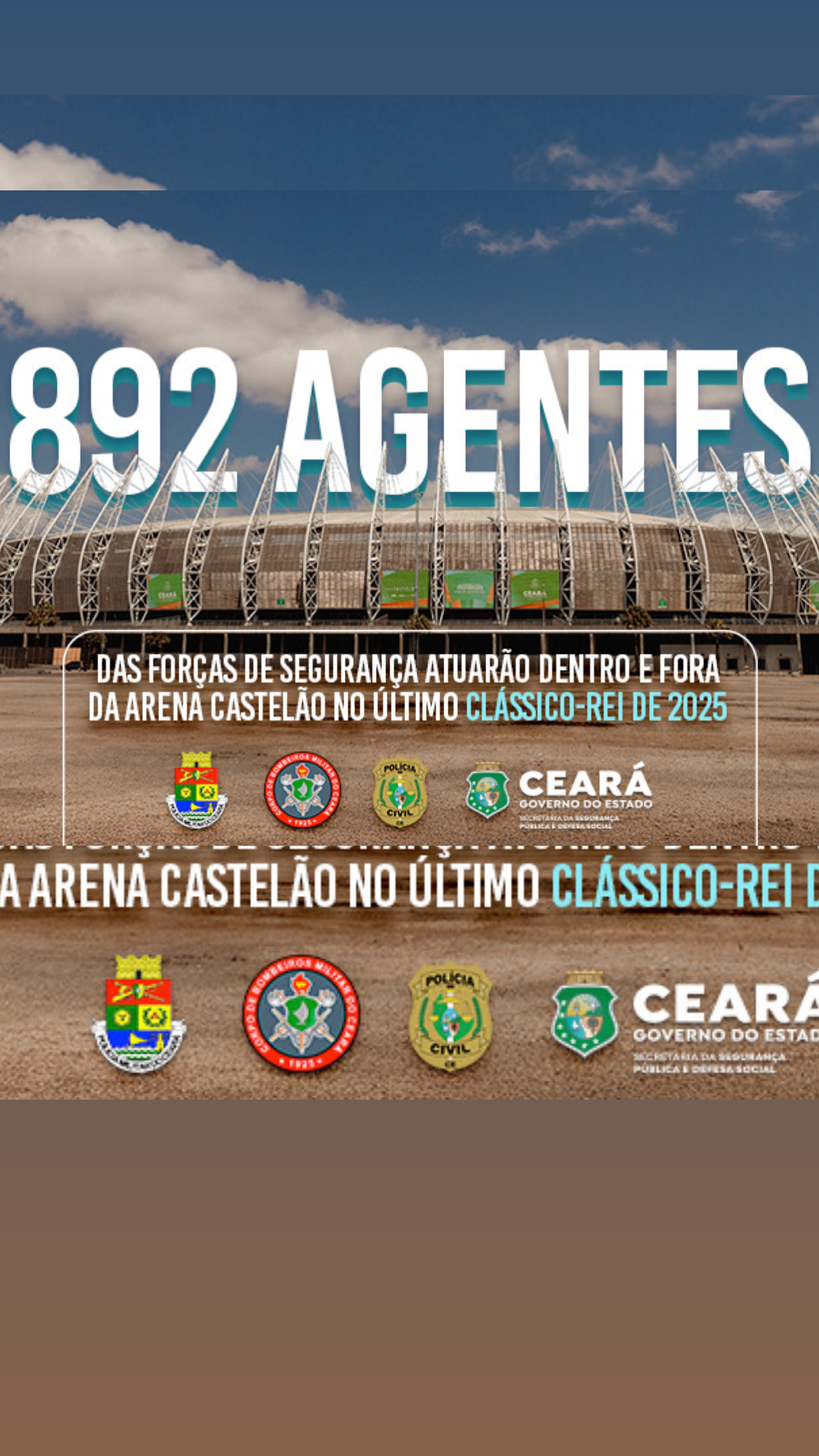 Clássico-Rei terá atuação de 892 agentes para garantir segurança no Castelão