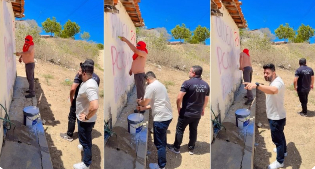 Polícia apaga pich4ções em muros de Quixeramobim, no Ceará; delegado promete reforço na região