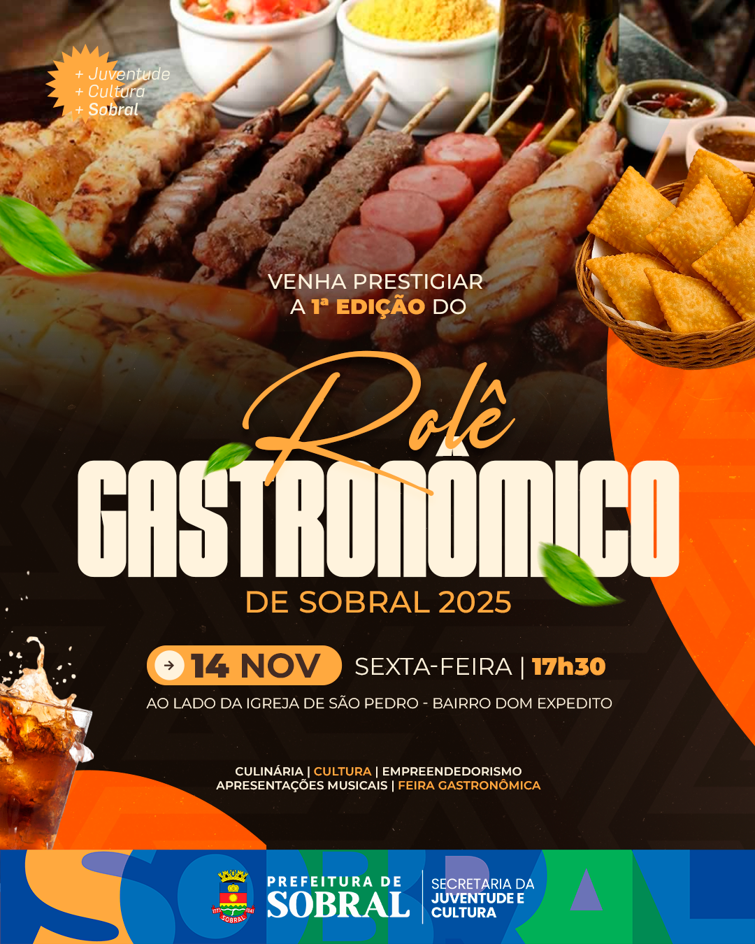 1ª edição do Rolê Gastronômico será realizada em Sobral no dia 14 de novembro