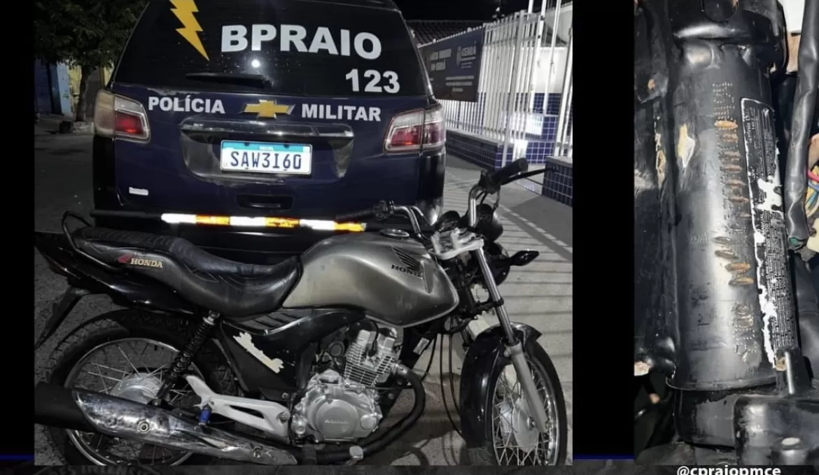 RAIO apreende motocicleta com chassi adulterado durante patrulhamento em Ipueiras