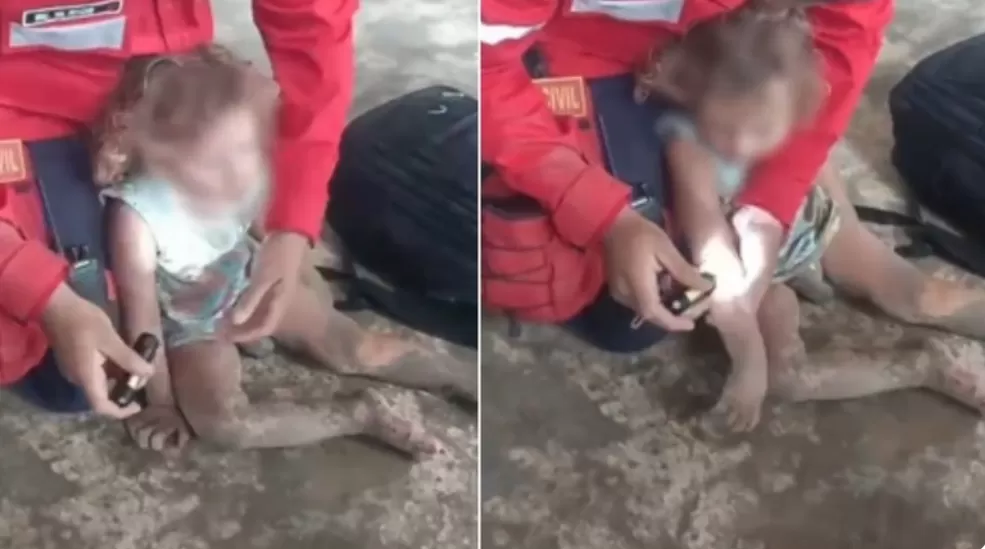 Menino de 2 anos sai de casa sem a família perceber, anda sozinho por 2 km e é encontrado próximo a açude