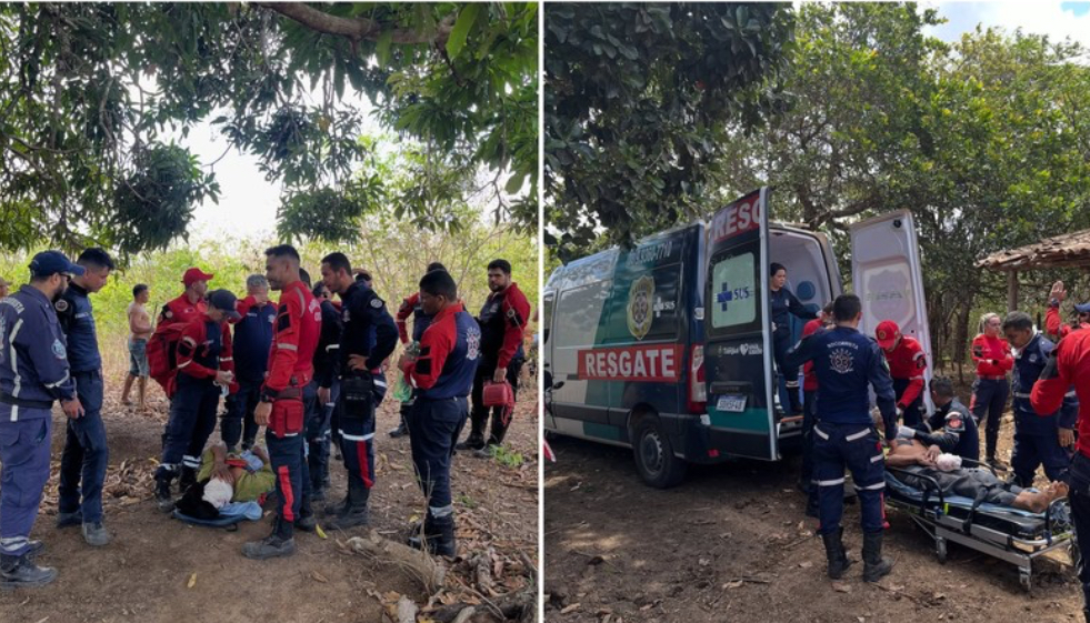 Idoso cai de penhasco de 10 metros e é resgatado em Tianguá, no Ceará