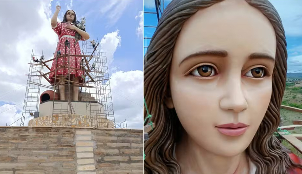 Estátua da beata Menina Benigna, de 26 metros, é concluída em Santana do Cariri