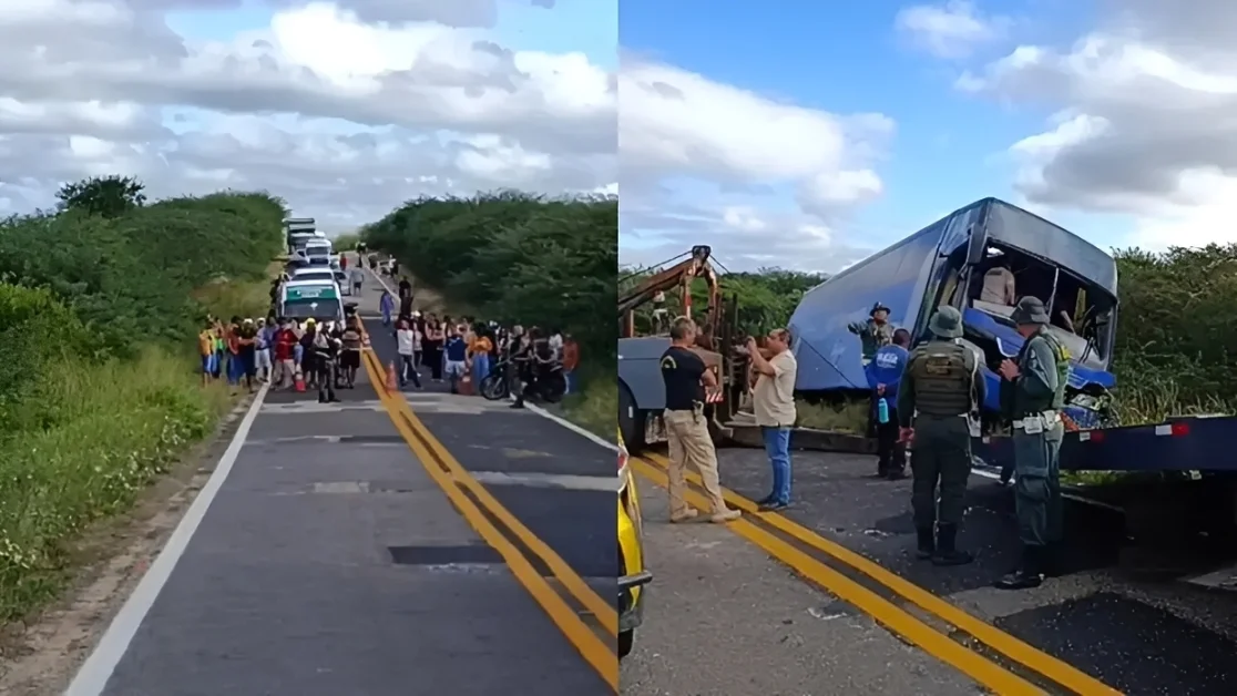 Acidente com ônibus de equipe escolar deixa sete mortos na CE-187, em Tauá