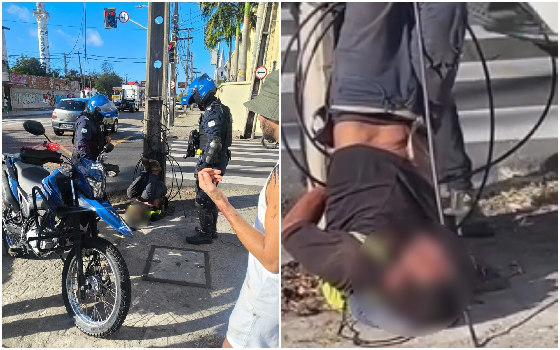 Suspeito de assalto é amarrado a poste em Fortaleza