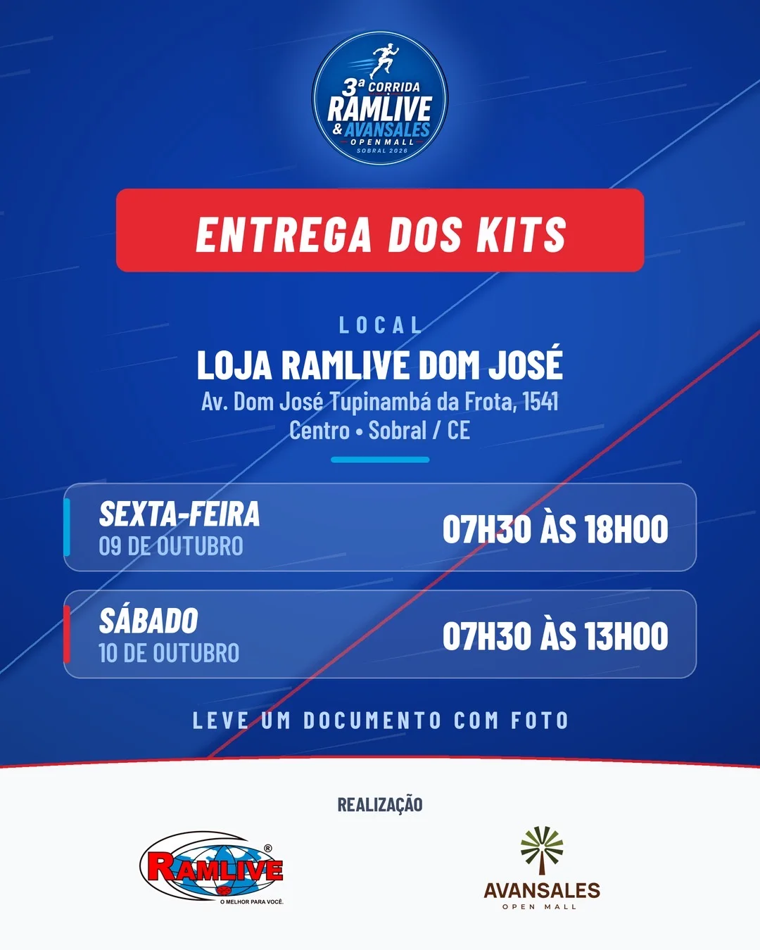 3ª Corrida Ramlive terá entrega de kits nesta sexta e sábado em Sobral