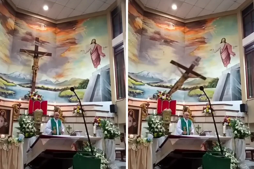 Padre m0rr3 após cruz cair sobre ele durante transmissão ao vivo de missa no Equador