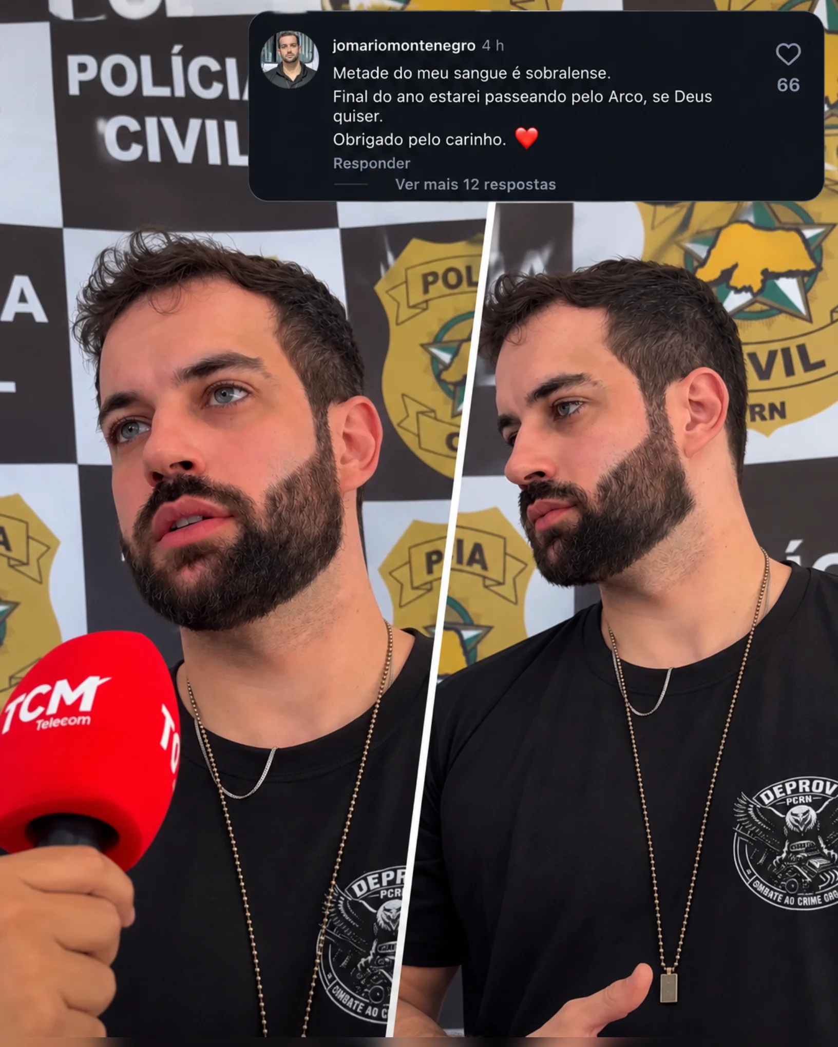 Delegado que chamou atenção pela beleza responde à nossa publicação, revela ter sangue sobralense e diz que visitará o Arco no fim do ano